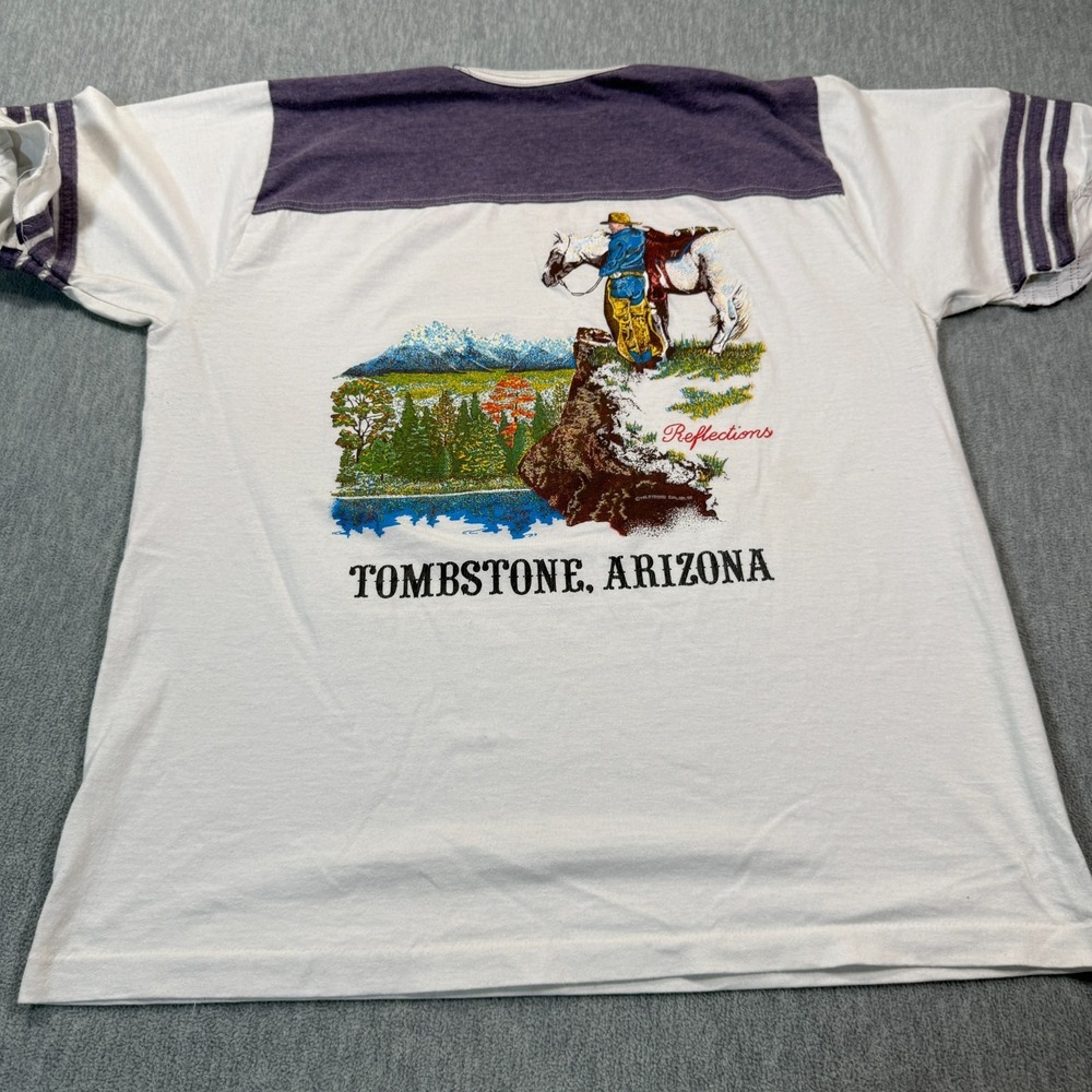 Alore Shirt Men Large White Tombstone Arizona Graphic Ringer 80s Single‎ Stitch